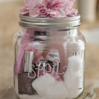 Mani in a Jar with Pink Ribbon