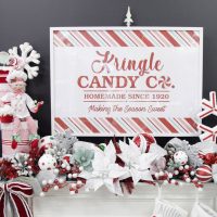 Peppermint Candy Christmas Wide Room Shot Mantle and Wall