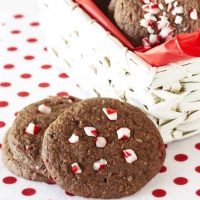 Candy Cane Chip Cookies with red and white toppings