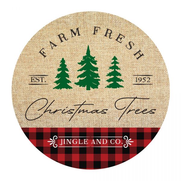 Farm Fresh Christmas Tree Wreath Plaque Burlap