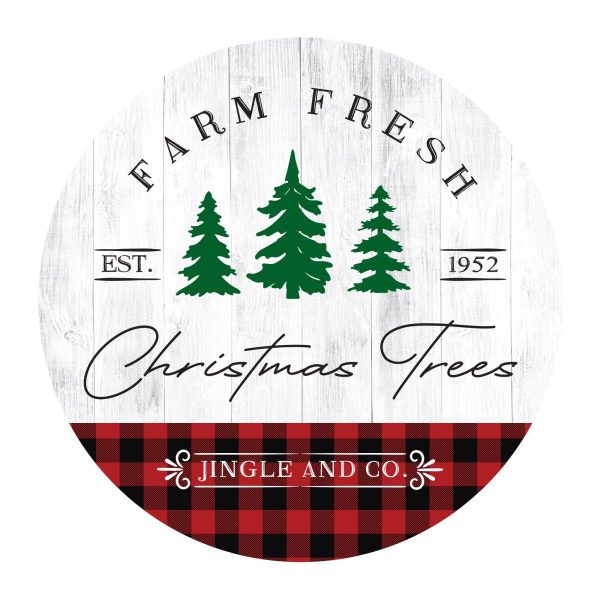 Farm Fresh Christmas Tree Wreath Plaque White Wood