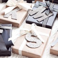 Gift Wrapping letters Square with letter K, M and S