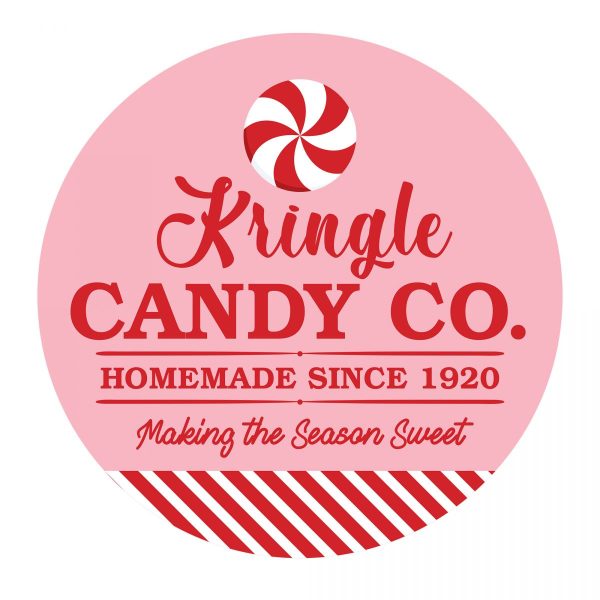 Kringle Candy Co Christmas Wreath Plaque Pink