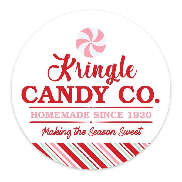 Kringle Candy Co Christmas Wreath Plaque White