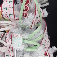 Peppermint Candy Christmas Mint Glitter Curly Ribbon Christmas Pick Small