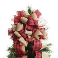 Buffalo Check Deluxe Tree Topper Bow with Streamer