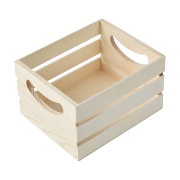 Kmart Wooden Crate Hamper with a white background