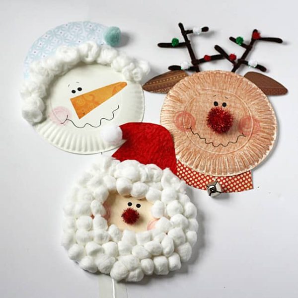 Paper Plate Christmas Characters Santa Snowman Rudolph