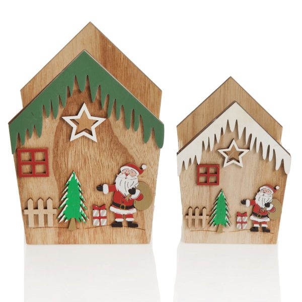 Plywood Winter Christmas Decorated House Open Box Large and Small Size