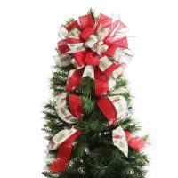Red Truck Delexe Tree Topper Bow with Streamers with white background