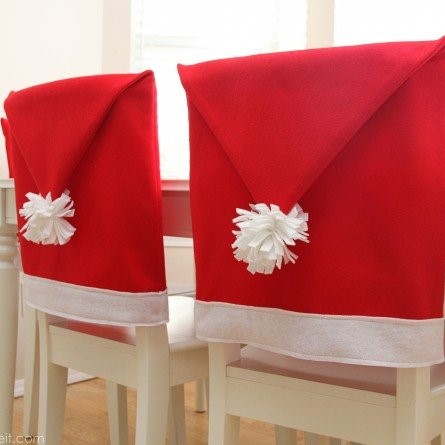 Christmas Santa Red Hat Chair Covers for the dining set
