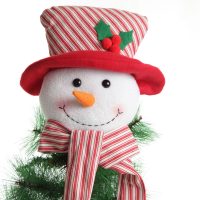 Snowman Head Striped Tree Topper in Use