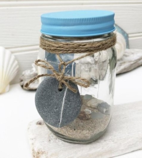 Sand gift Jar with sand inside and brown twine wrapped