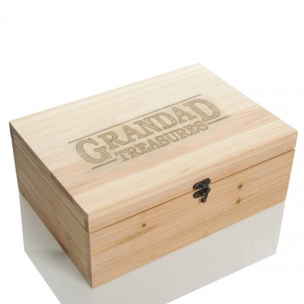 Personalised Grandad Treasures Wooden Keepsake Box Angle