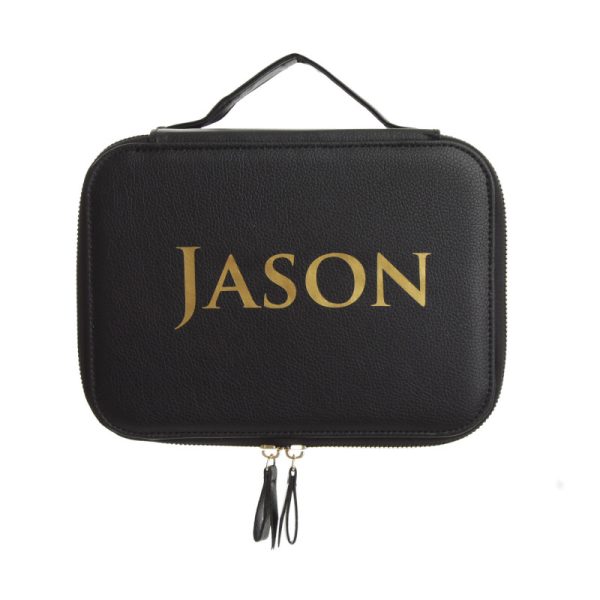 Personalised Black Mens travel Toiletry Bag Named Jason