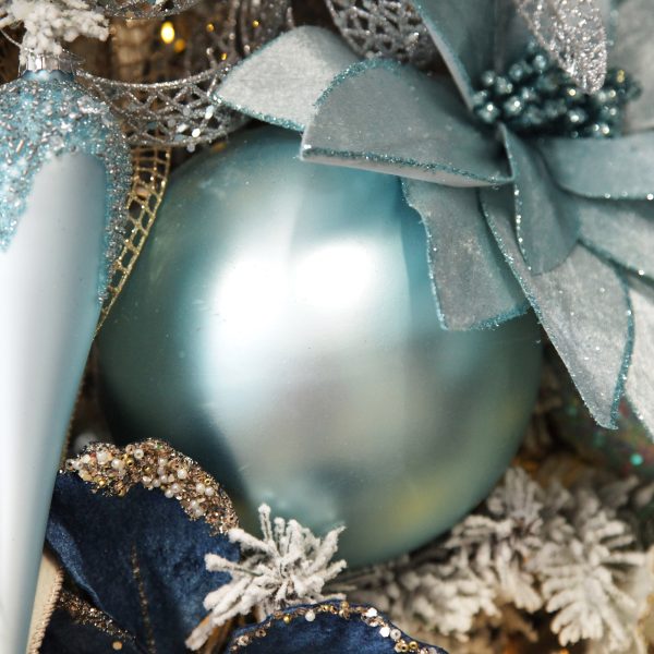 Coastal Chic Christmas Tree Sky Blue Jumbo Shatterproof Bauble Glitter