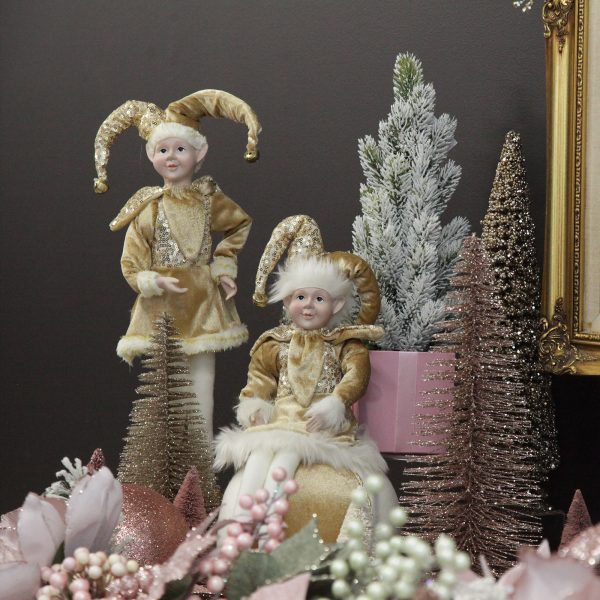 Pink Christmas Dreams Mantle Gold Elf on Bauble
