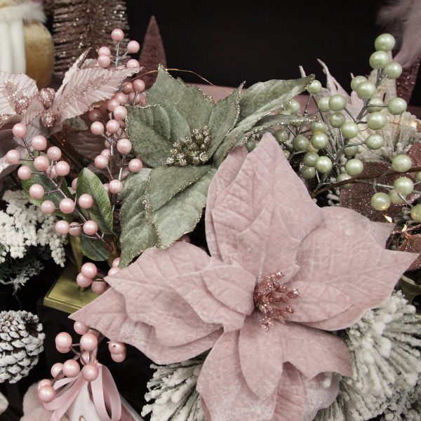Pink Christmas Dreams Mantle Pink Pearl Glitter Berry Spray