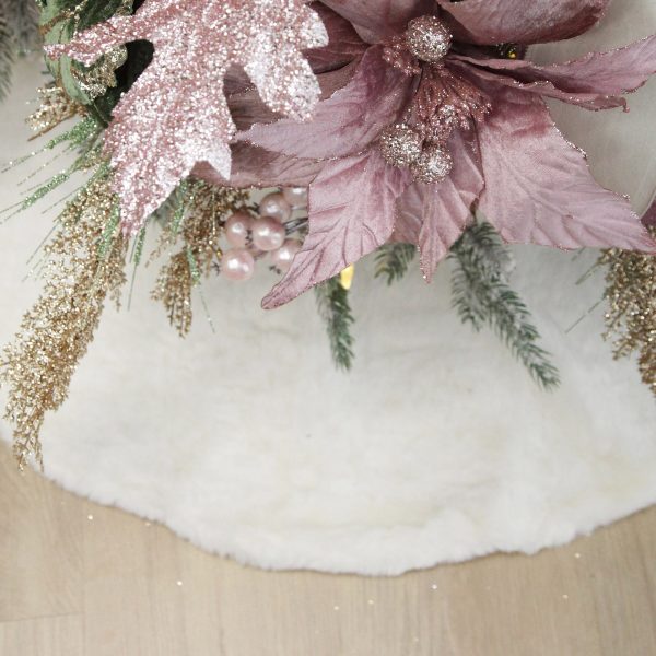 Pink Christmas Dreams Sack Present White Faux Fur Tree Skirt