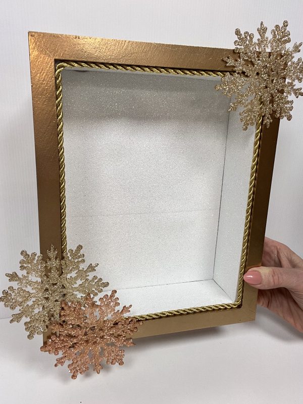 Pink Christmas Dreams Shadow Box add glitter snowflakes scaled