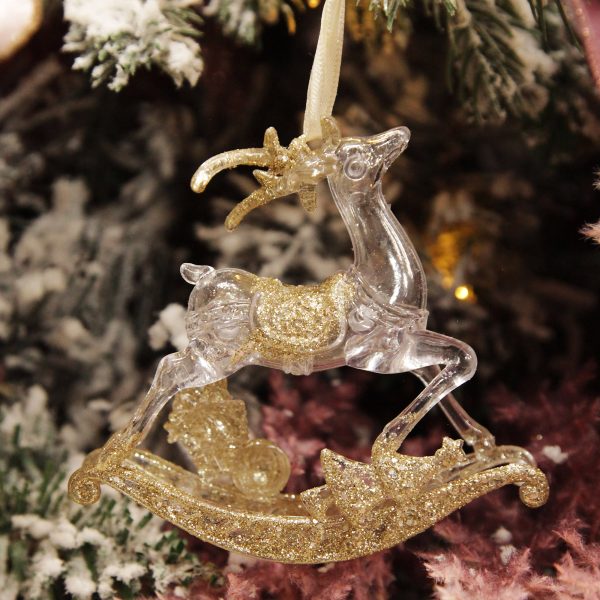 Pink Christmas Dreams Tree Champagne Glitter and Clear Rocking Horse