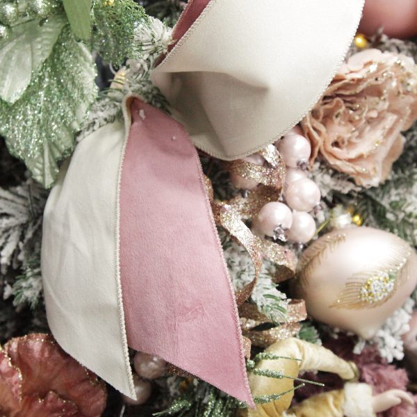 Pink Christmas Dreams Tree Reversible Pink and White Velvet Satin Ribbon