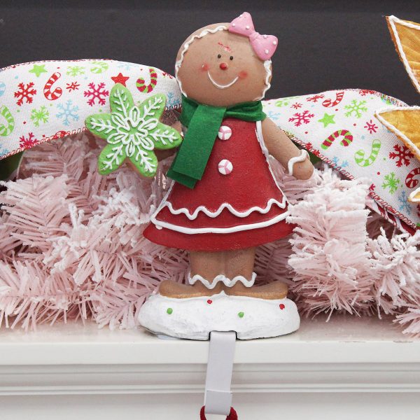 Sweet gingerbread Christmas mantle girl gingerbread stocking hanger