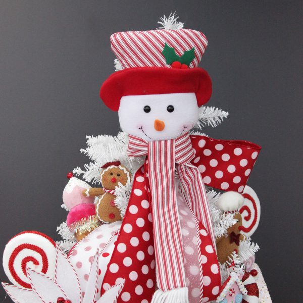 Sweet gingerbread christmas tree snowman head striped tree topper