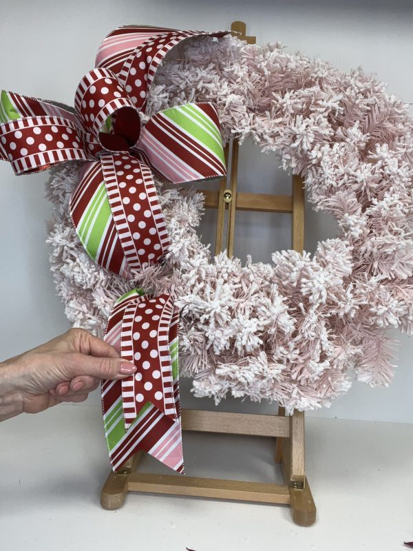 Sweet gingerbread christmas wreath cut dovetail V shape on ends leave wider ribbon longer