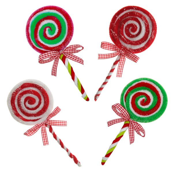 Chenille Stick Lollipop Christmas Pick Set of 4
