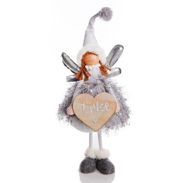 Personalised Silver Standing Fabric Angel with Heart main