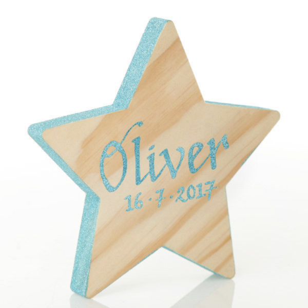Wood Star Boy Name Birth Plaque - Oliver Name