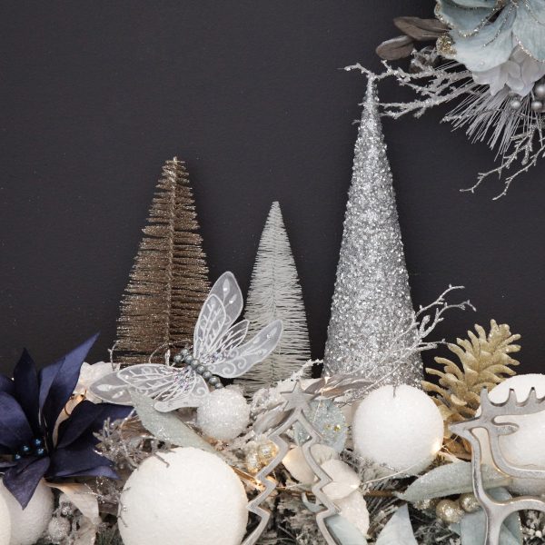 Coastal Chic Christmas Mantle Glitter Sequin Cone Tree