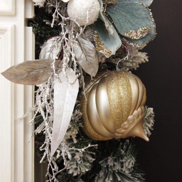 Coastal Chic Christmas Mantle Glitter Swirl Onion Bauble Hanging