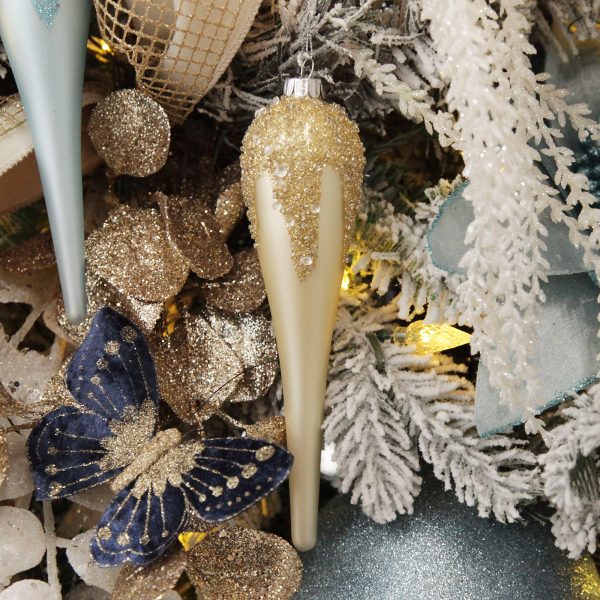 Coastal Chic Christmas Tree Champagne Icicle Long Drop Decoration