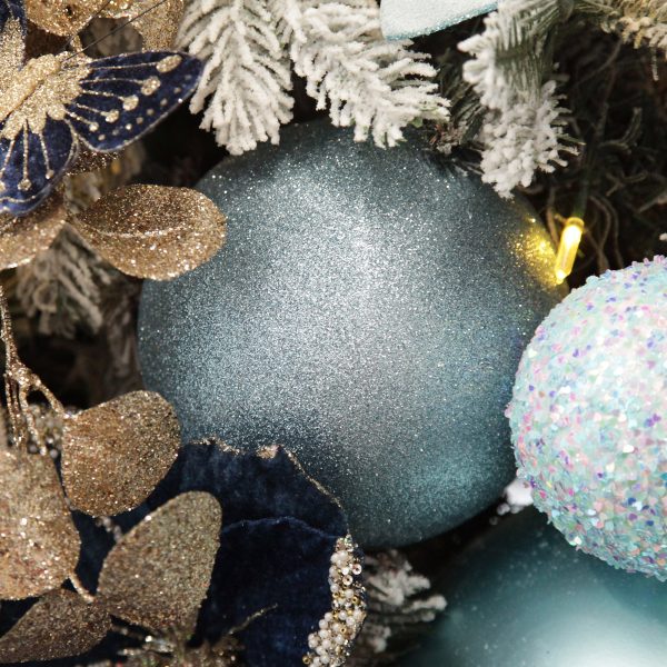 Coastal Chic Christmas Tree Sky Blue Jumbo Shatterproof Bauble Glitter
