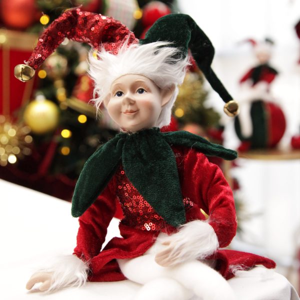 Harlequin Christmas Holiday Consolde Red and Green Elf