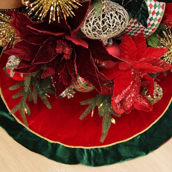 Harlequin Christmas Holiday Red and Green Velvet Tree Skirt