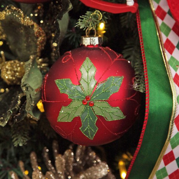 Harlequin Christmas Holiday Tree Red and Green Holly Bauble