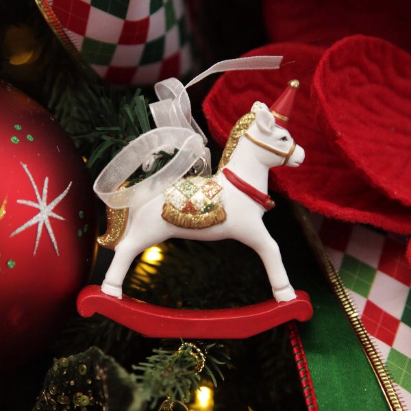 Harlequin Christmas Holiday Tree Rocking Horse Decoration