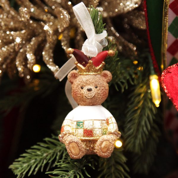 Harlequin Christmas Holiday Tree Teddy Bear Decoration