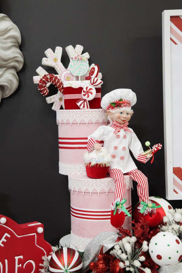 Peppermint Candy Christmas Candy Cane Chef Elf Ornament