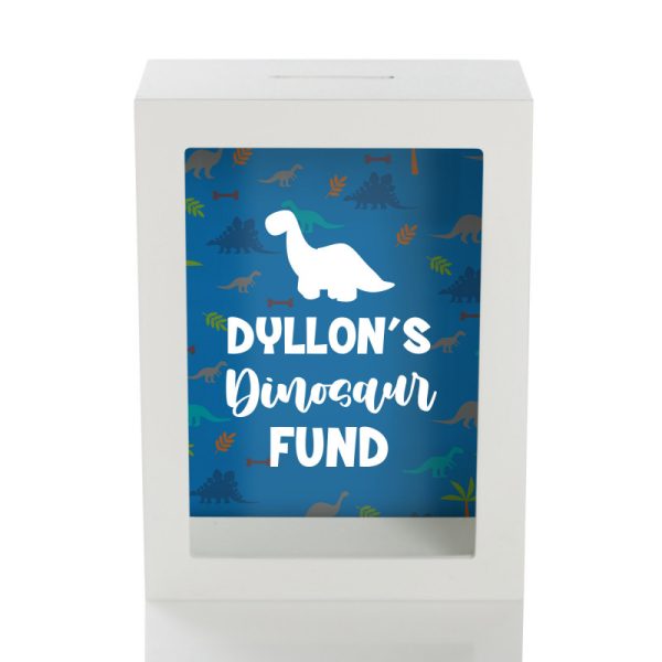 Personalised Dinosaur Fund Portrat Money Box Top - Dyllon's Dinosaur Fund