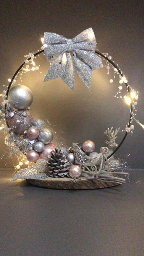 Centrepiece with Bow and Lights and Baubles