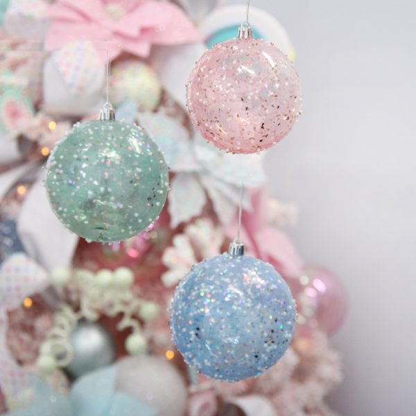 Assorted Pastel Sequin Sprinkles Shatterproof Christmas Baubles Hanging