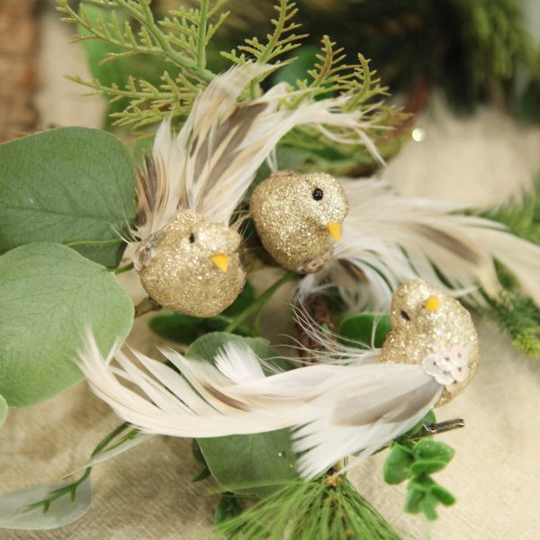 Champagne Bird Clip with Feather Tail