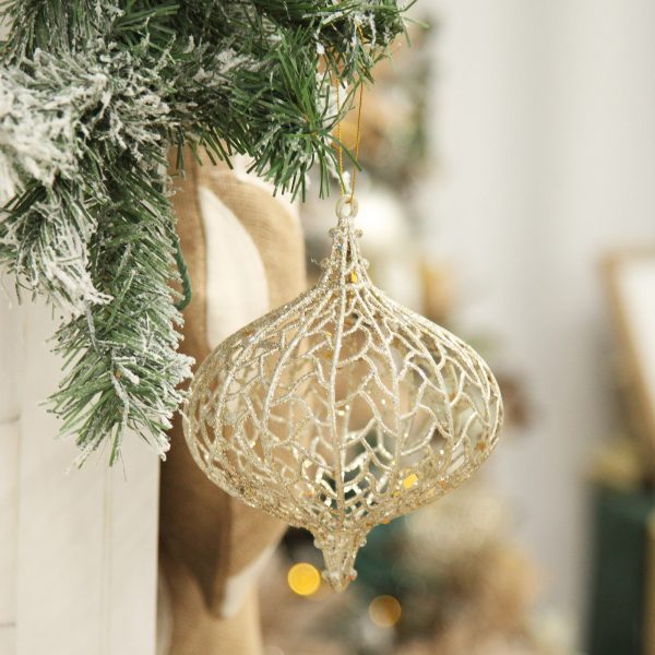 Champagne Glitter Wire Onion Bauble Hanging