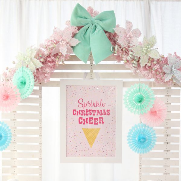 Sprinkle Christmas Cheer Poster Hanging with Colourful Bow and Florals