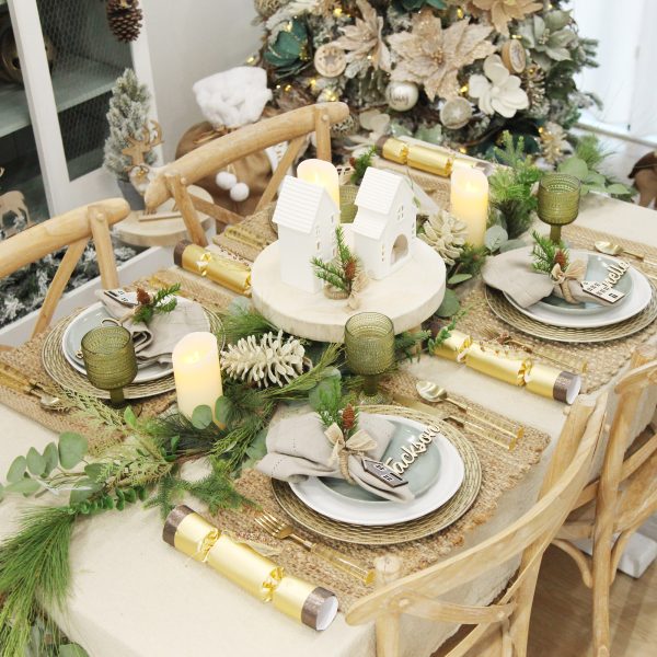 Christmas Village Wooden Table with a lot of decor