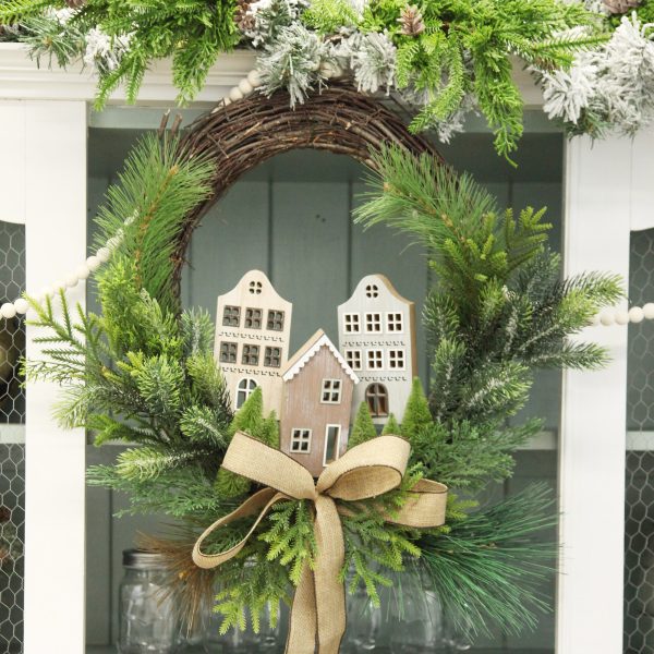 Christmas Village Cabinet - Wreath hanging